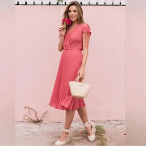 Gal Meets Glam Angelica Pleated Gingham Midi Dress Size 2